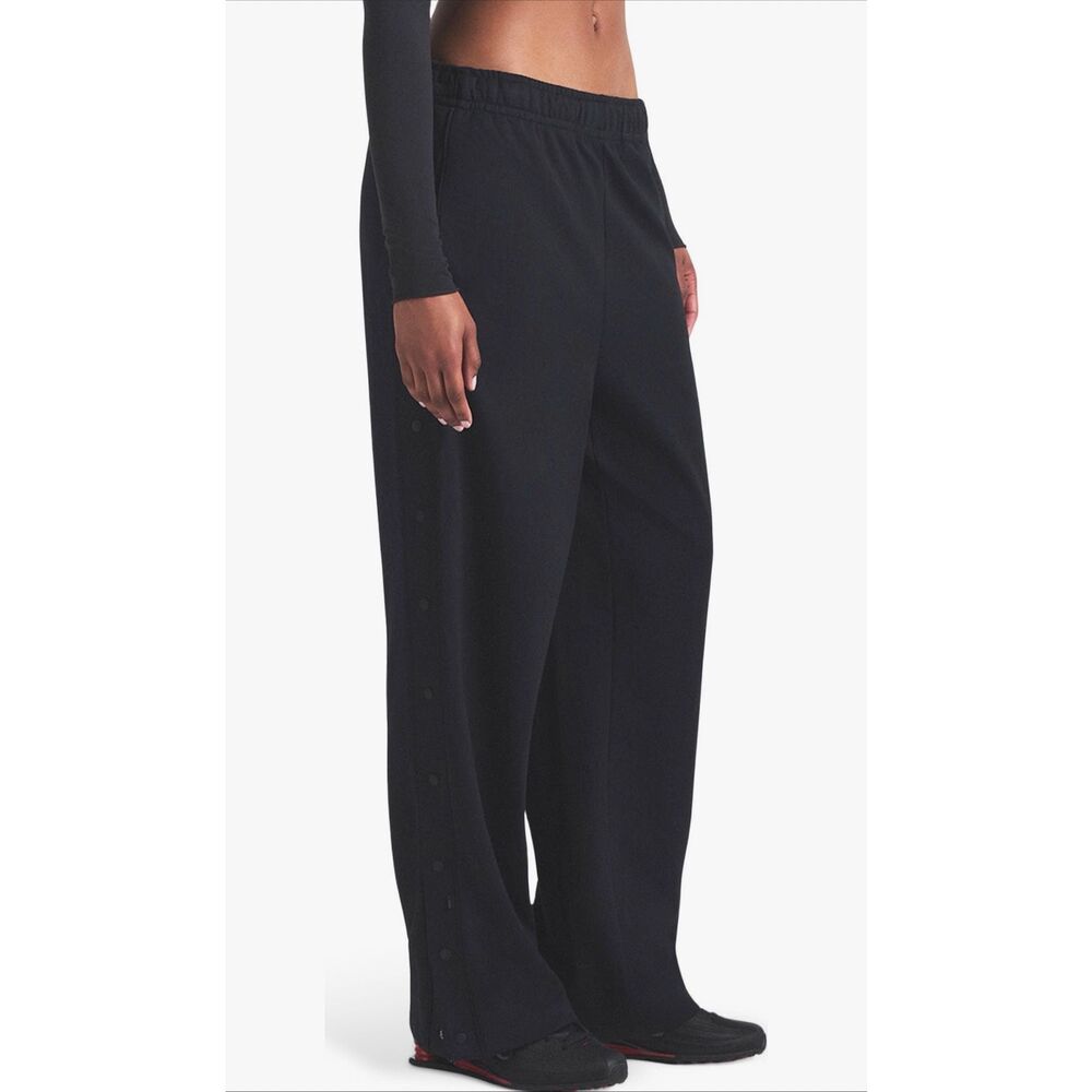 Nike x SKIMS Snap Button Track Pants Black High Waist Athletic Lounge Pants NWT